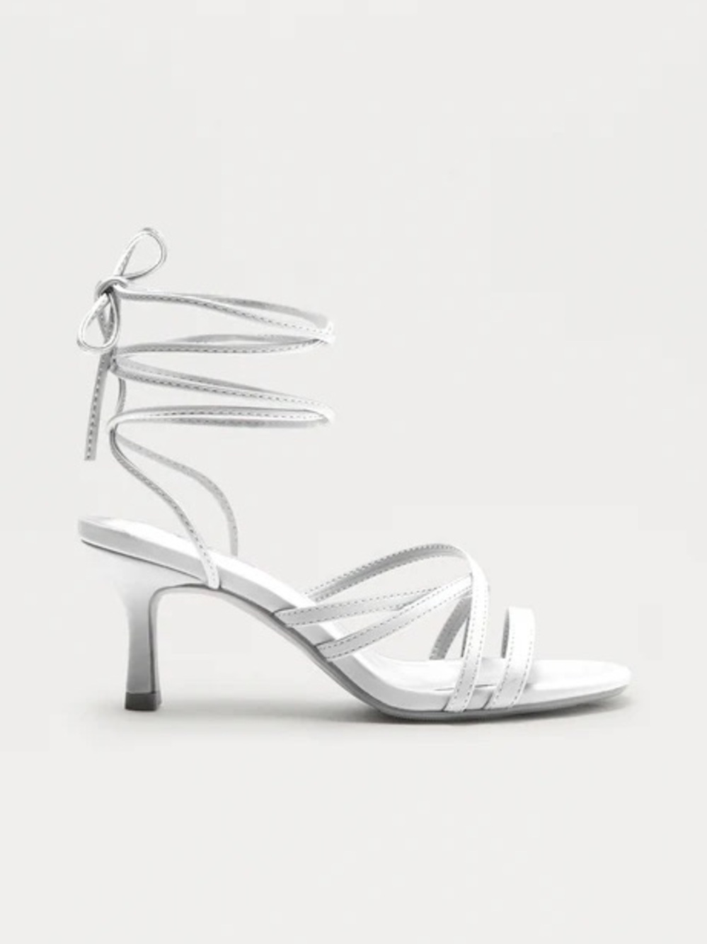 Soda White Strappy Lace-Up Heeled Sandal